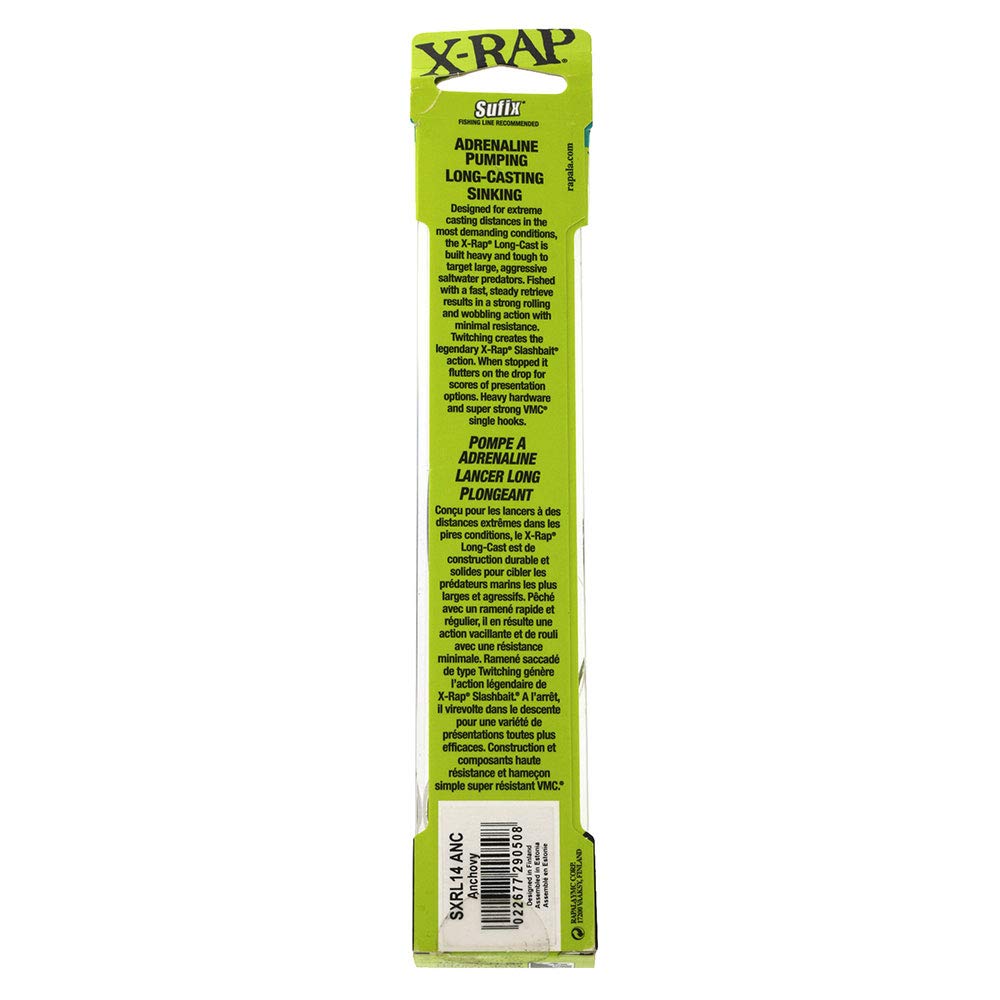 Rapala X-Rap Long Cast 14 Anchovy rear cut-out for realistic water action.