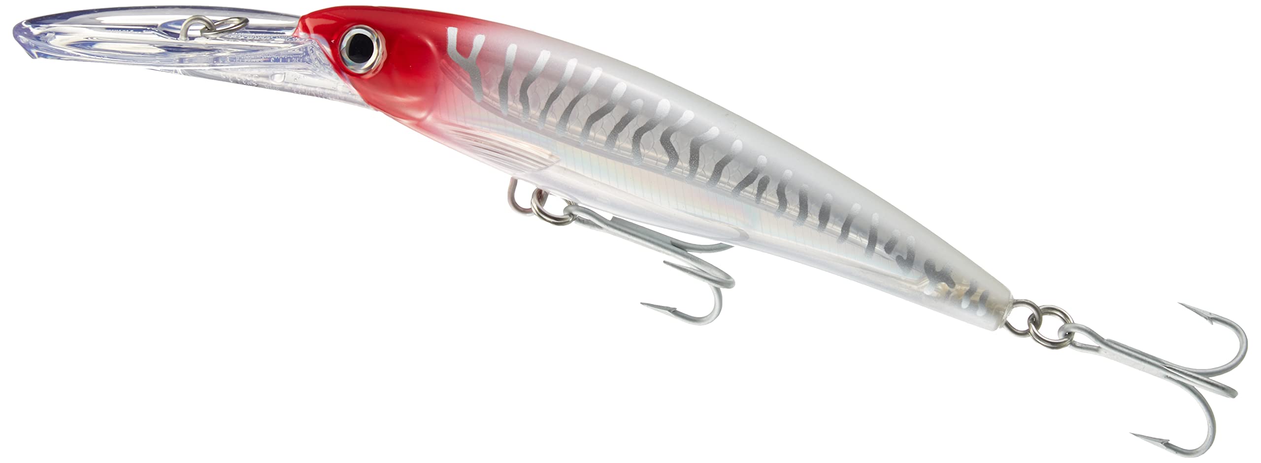 Rapala X-Rap Magnum 30 Red Head UV close-up of 3D eyes, lifelike attractor for predatory fish.