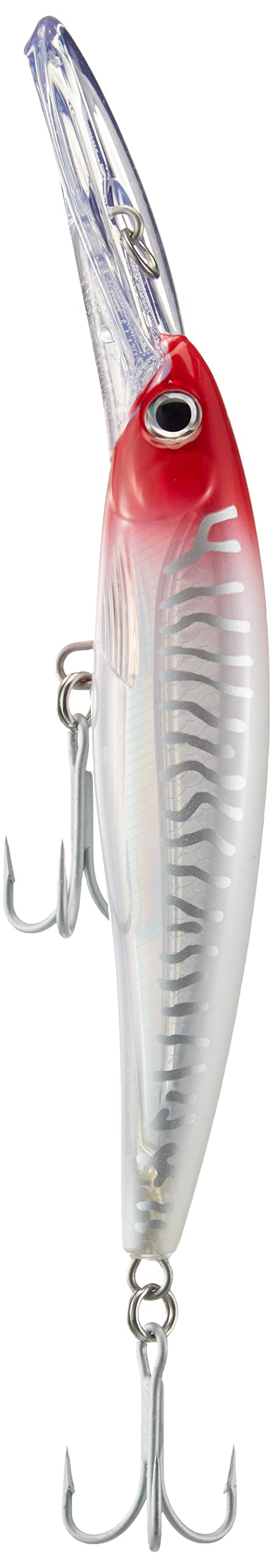 Rapala X-Rap Magnum 30 Red Head UV side view, UV head and translucent body attract game fish.