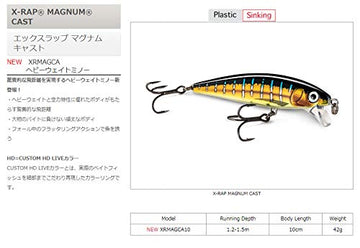 Rapala X-Rap Magnum Cast pilchard lure, side view, durable hardware and swimming action