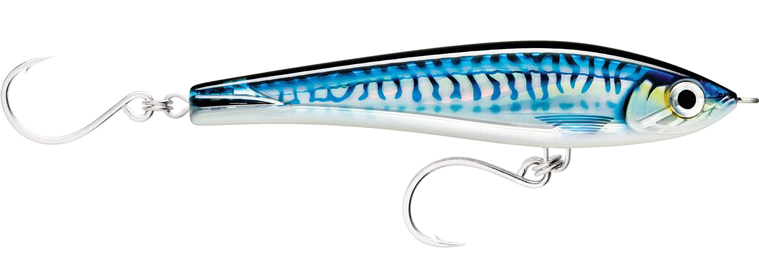 Rapala X-Rap Magnum Stick 17 HD Silver Blue Mackerel, front view, high-visibility lure for offshore predators.