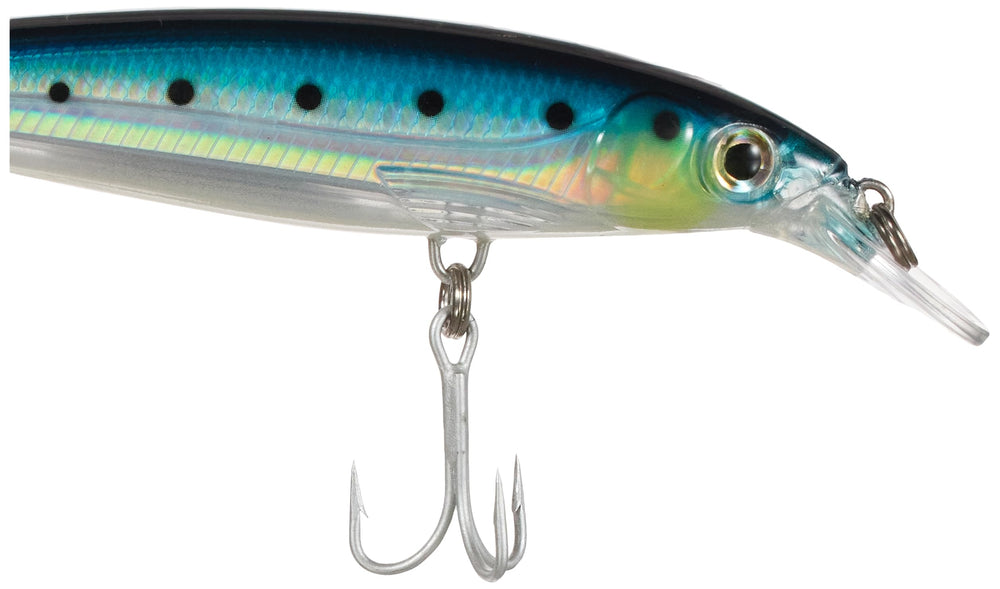 Blue Sardine color with holographic inserts adds flash for attracting offshore species.