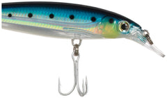 Blue Sardine color with holographic inserts adds flash for attracting offshore species.