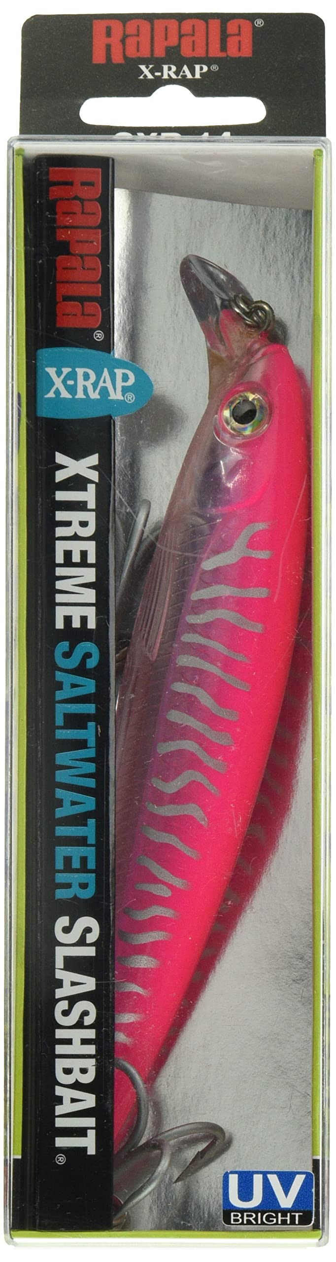 Rapala X-Rap saltwater lure hot pink UV, front view for high visibility casting.
