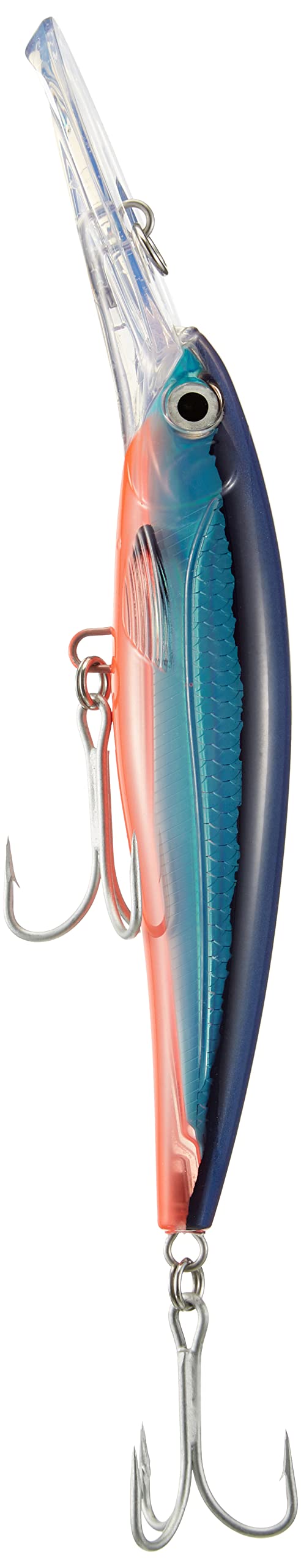 Rapala XR40MAG-BFU minnow lure shown diving up to 12m for deep water.