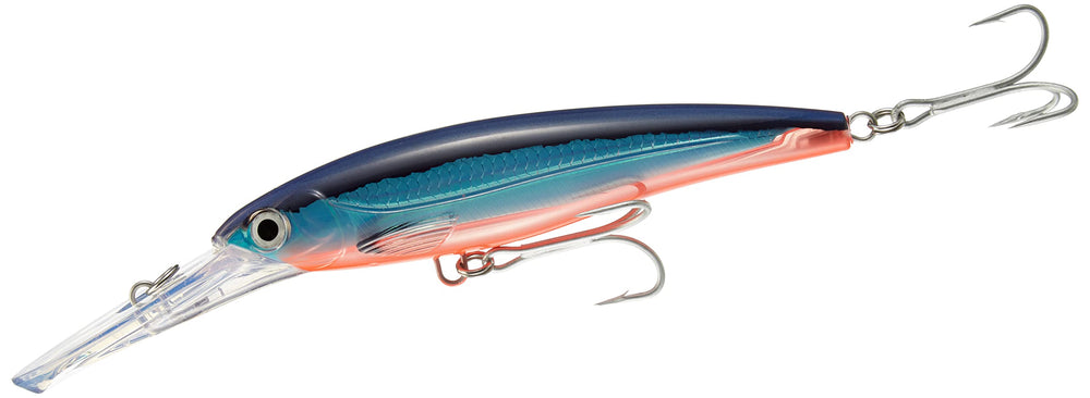 Rapala XR40MAG-BFU minnow lure with two treble hooks for secure strikes.