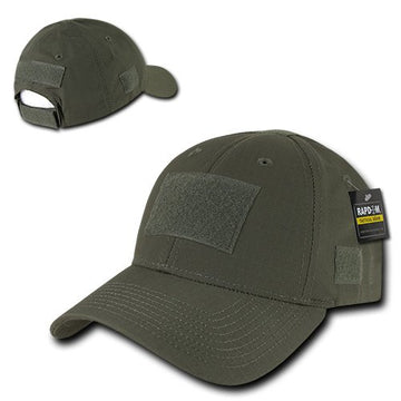 Rapdom T77-OD Ripstop Operator Cap side view in Olive Drab with adjustable fit.