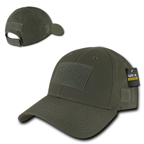 Rapdom T77-OD Ripstop Operator Cap side view in Olive Drab with adjustable fit.