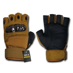 RAPDOM tactical half finger knuckle glove in coyote back material and secure cuff close-up