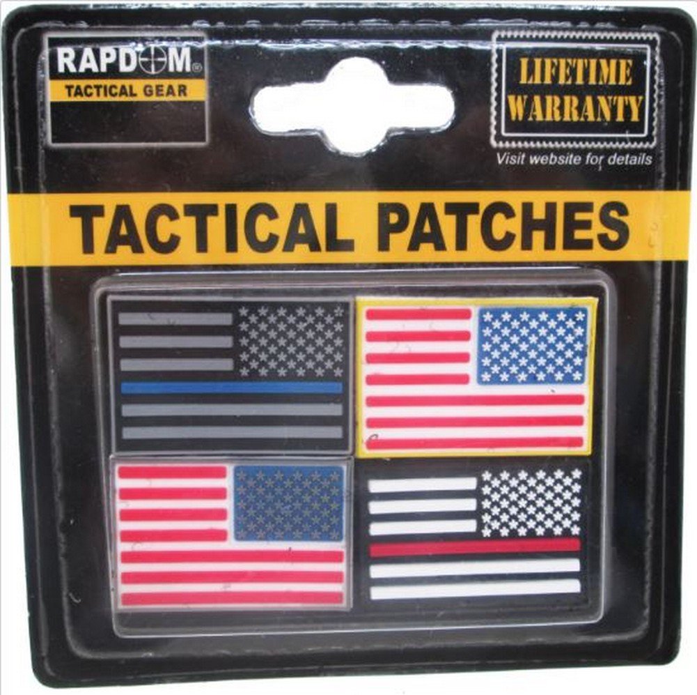 RAPDOM Tactical T96-pack-4 silicone patches showing four US flags with a 3-D layered effect