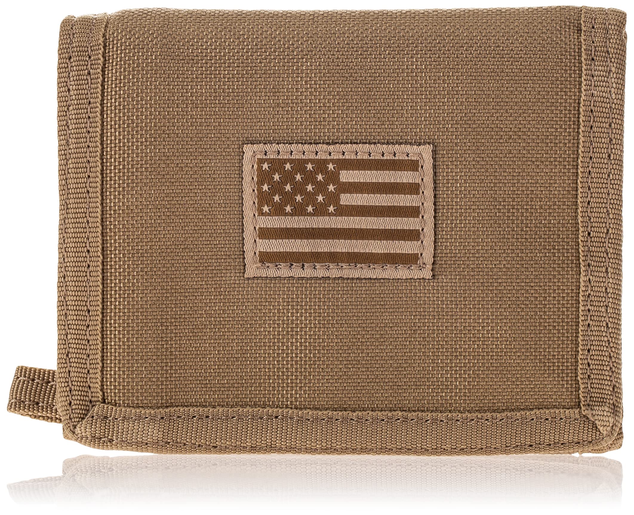 RAPDOM Tactical Wallet Khaki front view showing compact back-pocket carry