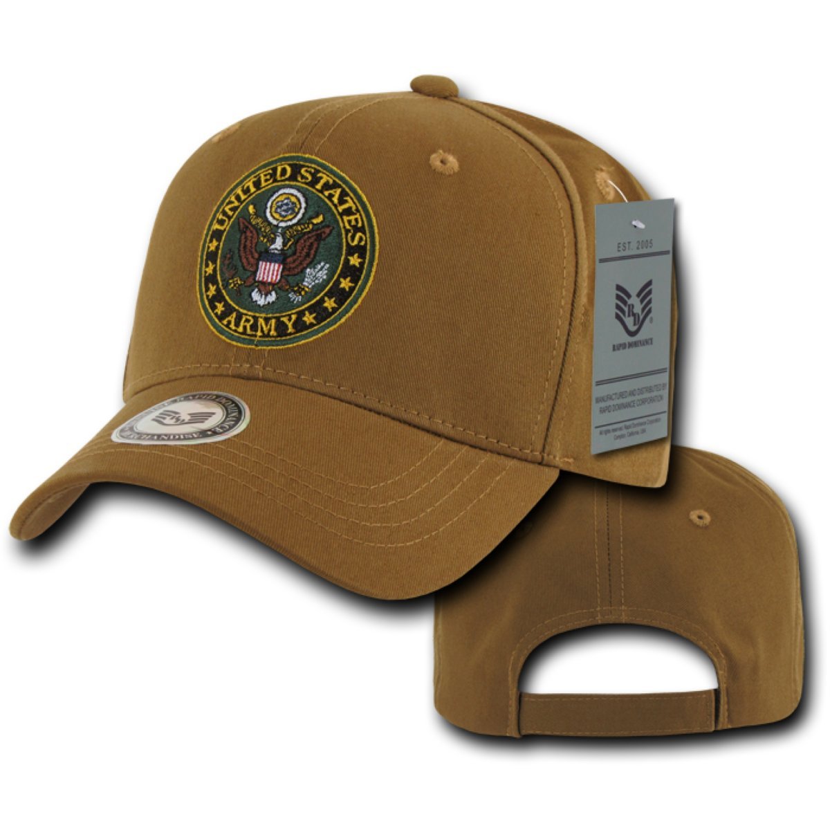 Rapiddominance Army Back to The Basics Cap with front embroidery for authentic military-inspired daily wear.