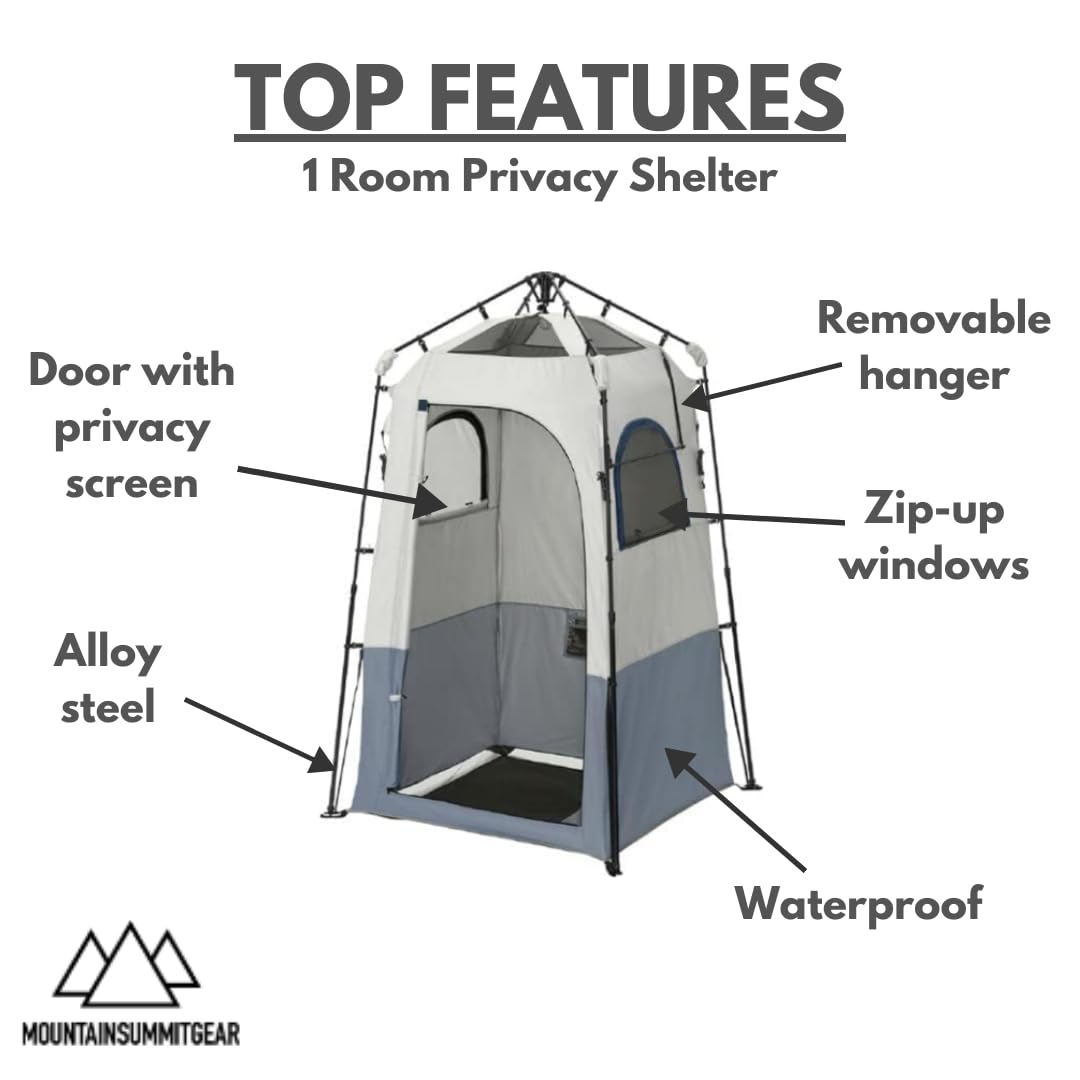 RAPIDSHELTER Caddis Rapid Privacy Shelter shower room interior for outdoor changing and privacy.