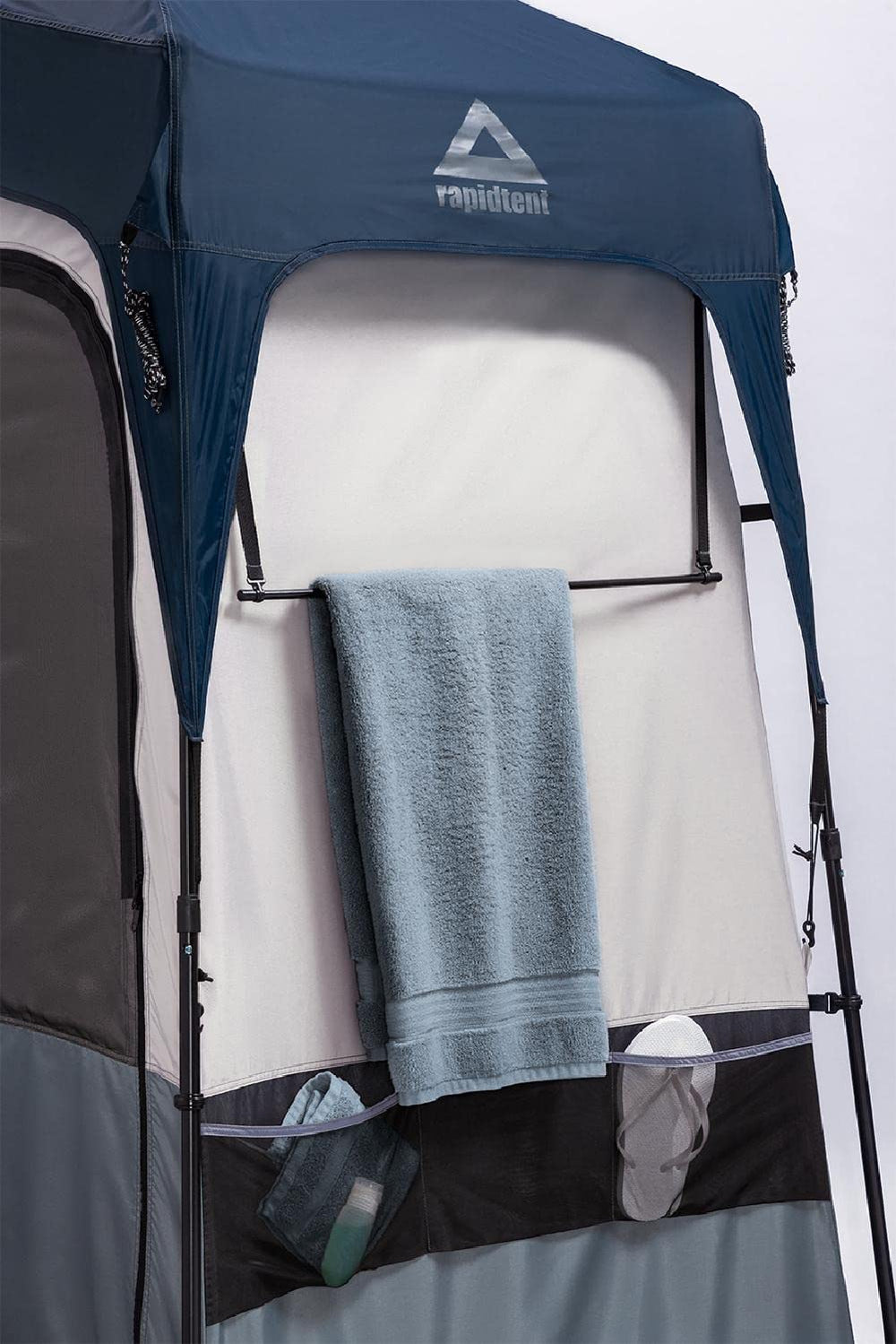 RAPIDSHELTER Caddis Rapid towel hanger and ceiling hook support quick towel access.