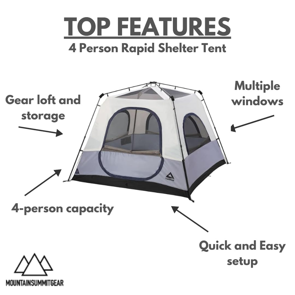 RAPIDSHELTER Caddis Rapid4 interior space provides roomy 4-person comfort for family camping.