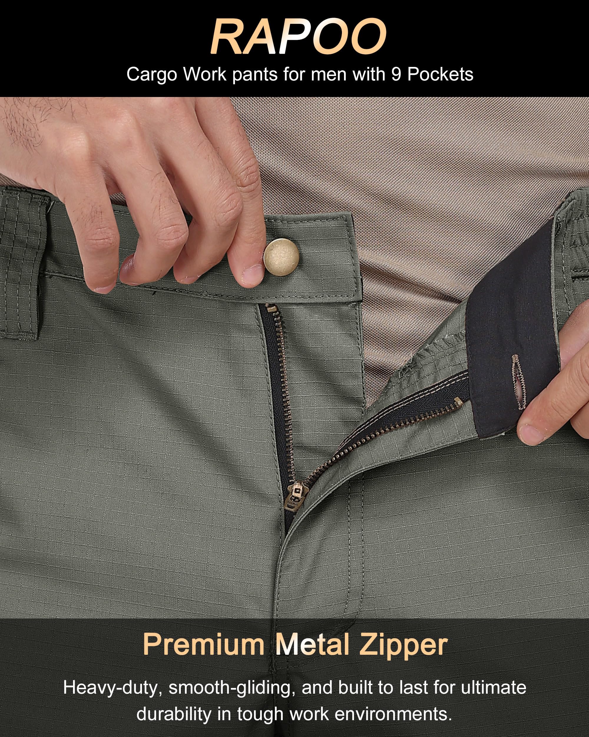 Rapoo Cargo pants feature ergonomic knee design for comfortable movement.