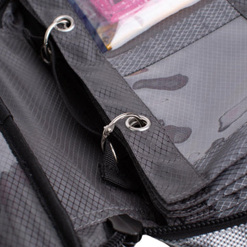 Close-up of oversized zippers designed for gloves