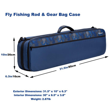 Raprance gear case with adjustable dividers keeps reels, flies, and tools organized.