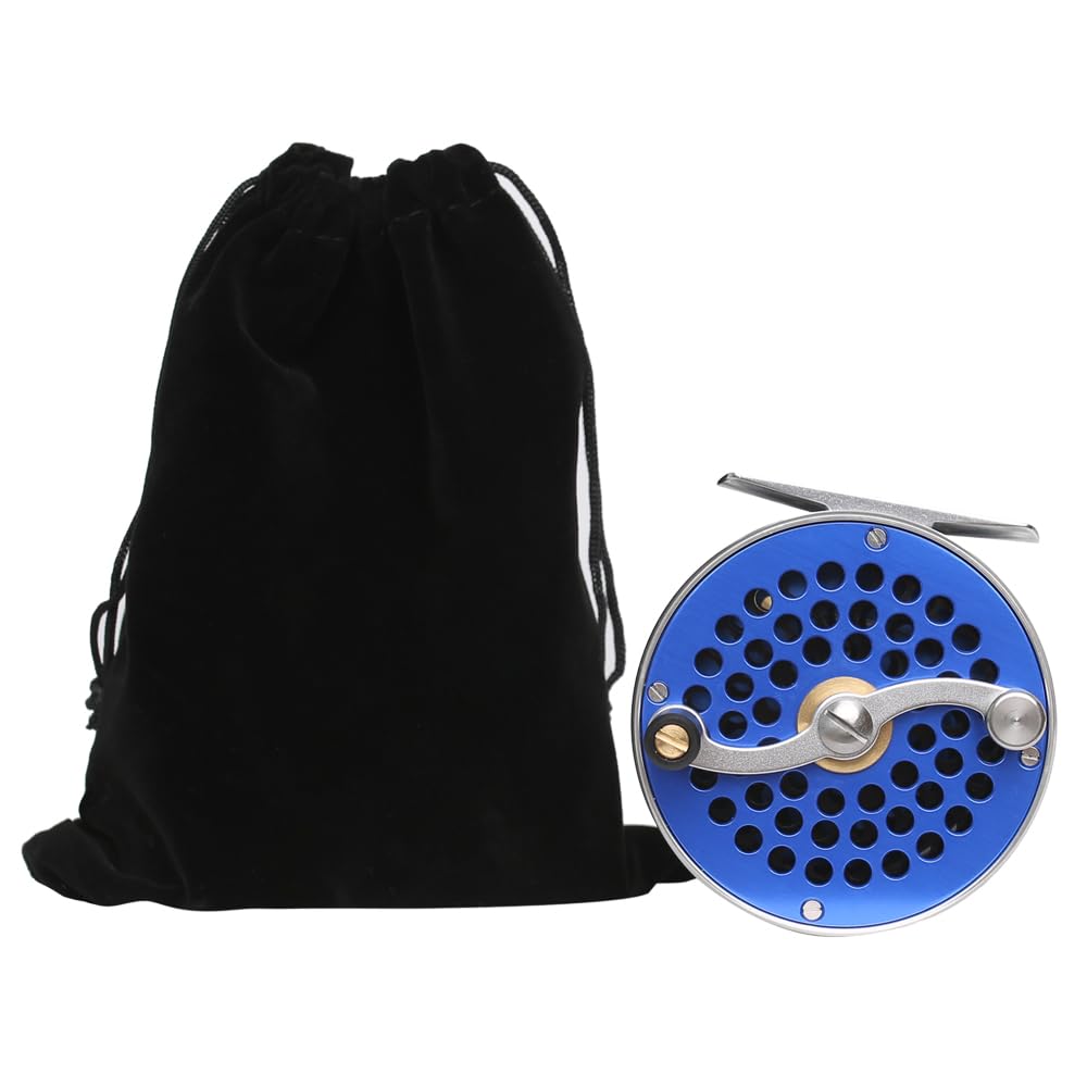 Raprance Vintage Classic Fly Reel blue in hand illustrates portable, heritage-inspired fishing gear.