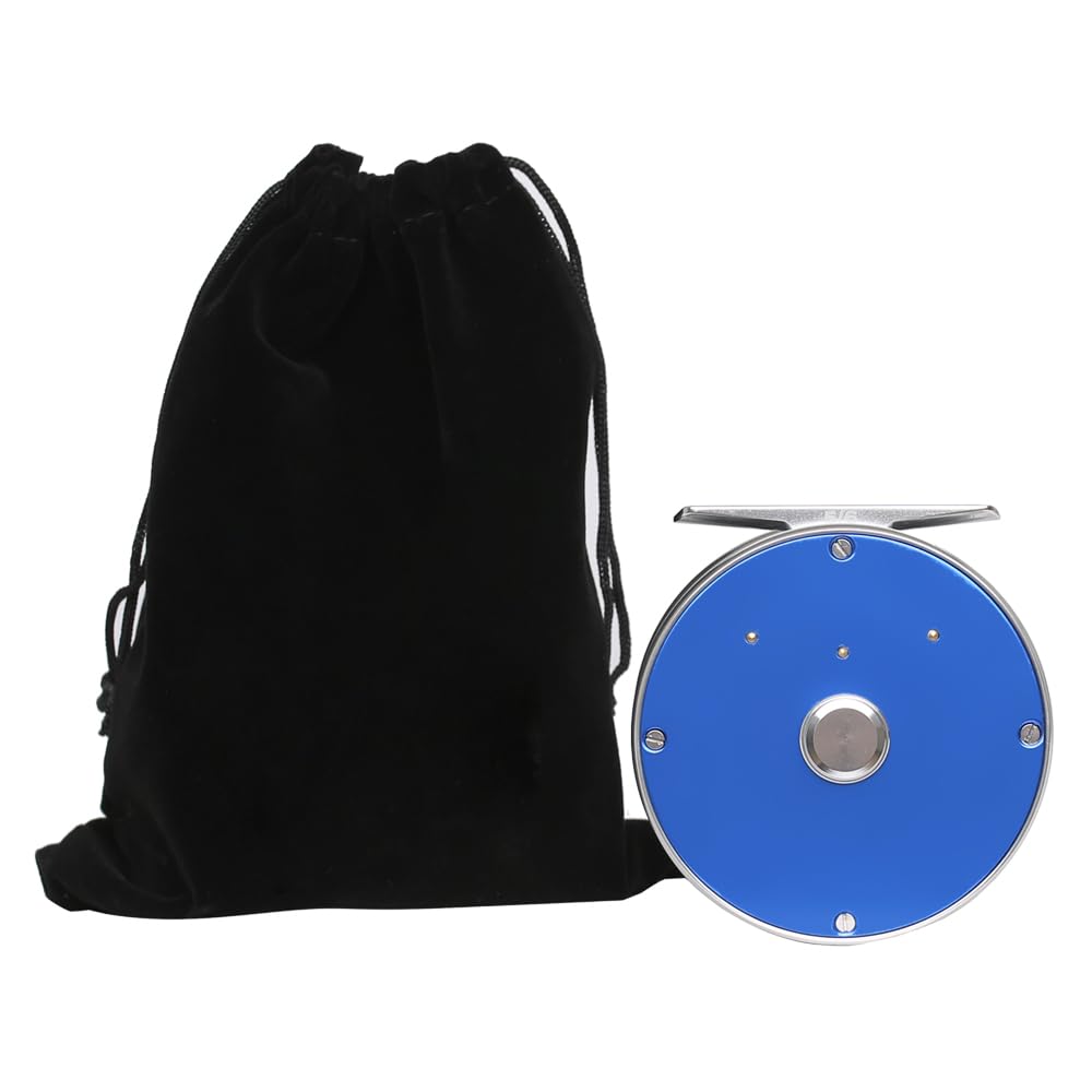 Raprance Vintage Classic Fly Reel blue mounted on rod demonstrates easy setup on the water.