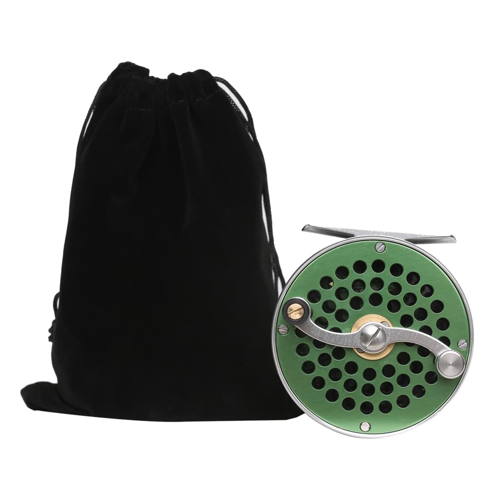 Raprance Vintage Classic Reel green aluminum-body notes lightweight durability.