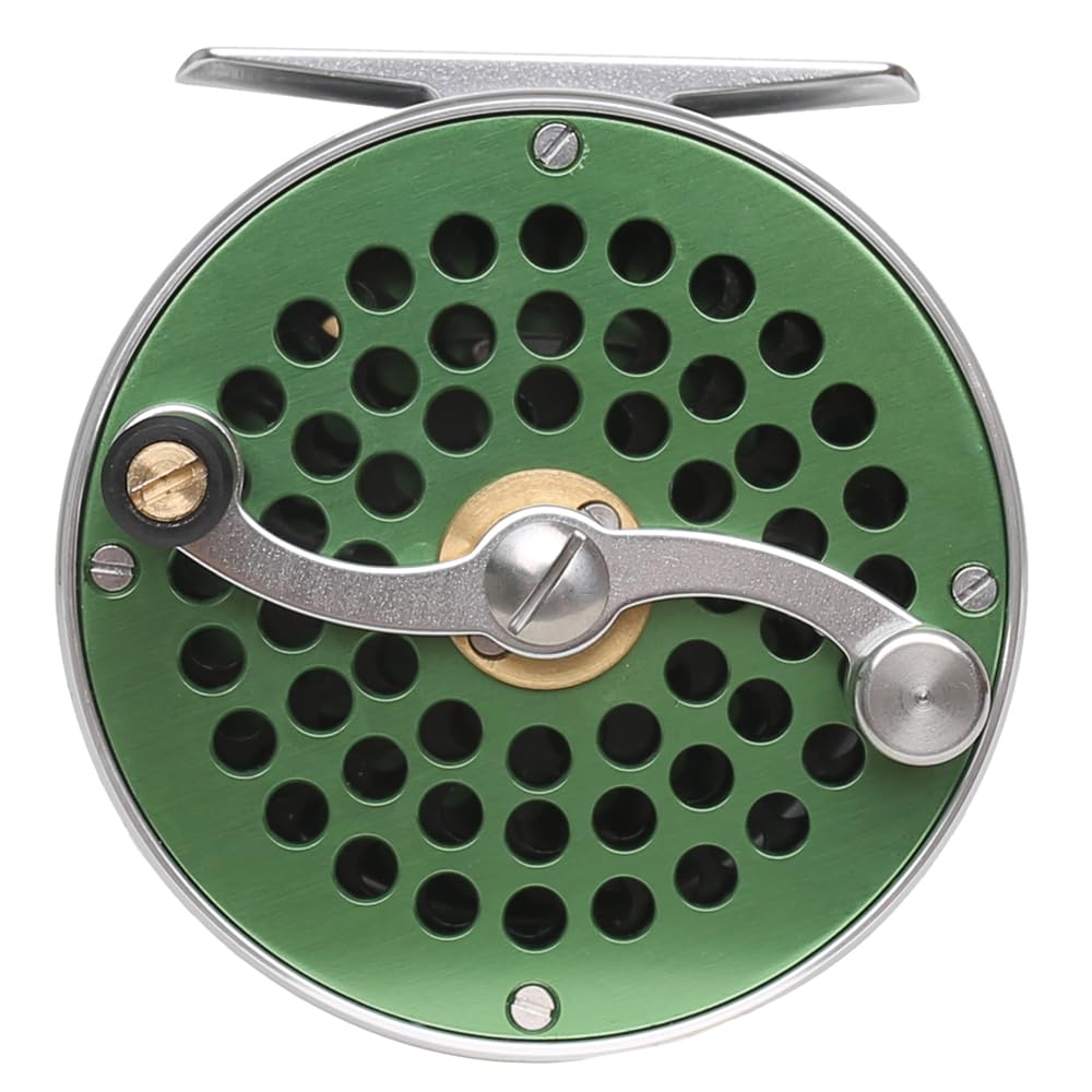 Raprance Vintage Classic Reel green back view emphasizing durable aluminum body.