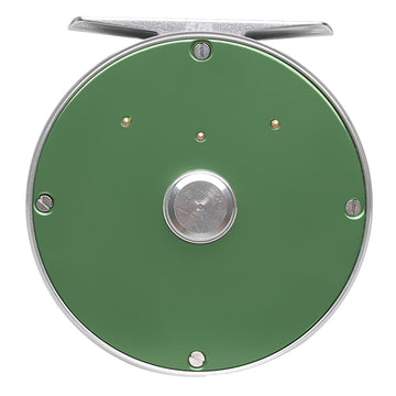Raprance Vintage Classic Reel green side view highlighting ambidextrous control for easy handling.