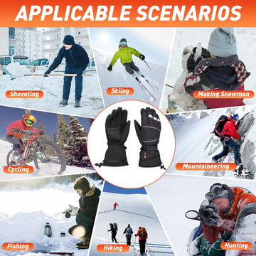 RARE SPACE heated gloves silicone grip view highlights secure handling in snow