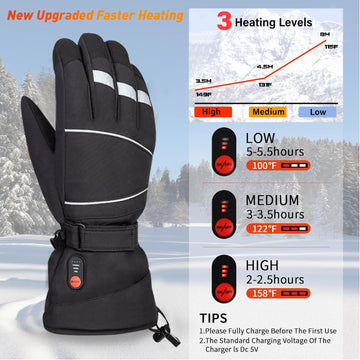 RARE SPACE heated gloves touch-sensor view demonstrates smartphone compatibility in cold conditions