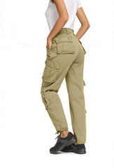 Raroauf work cargo pants in action on a hike, breathable fabric during activity.