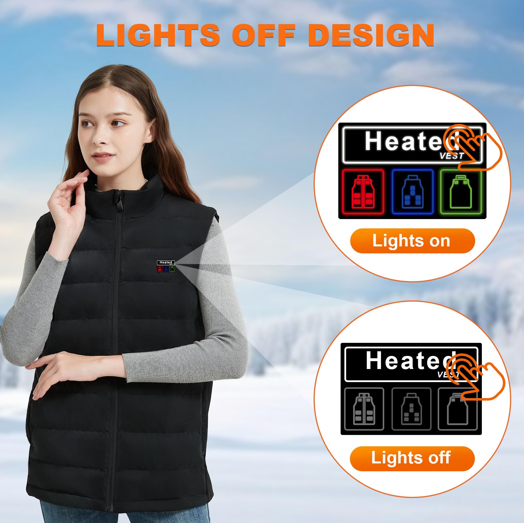 Rasfalo care-friendly design shows washable vest after battery removal.