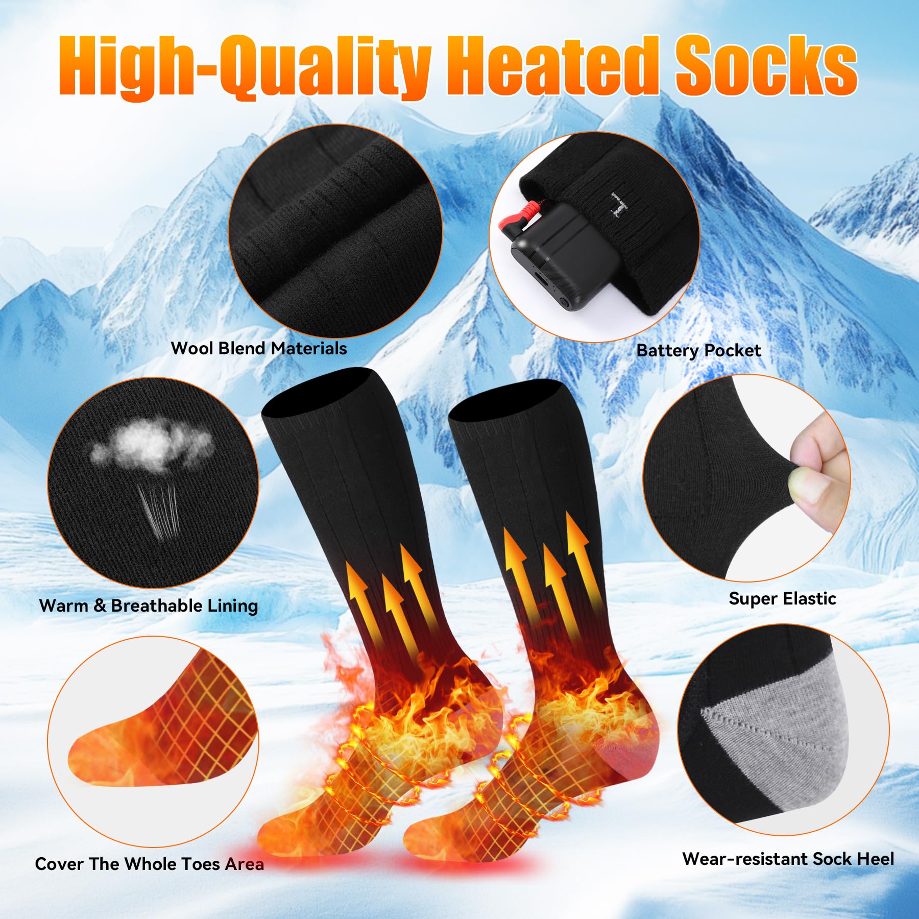 Rasfalo heated socks control panel, three-level heat for flexible comfort.