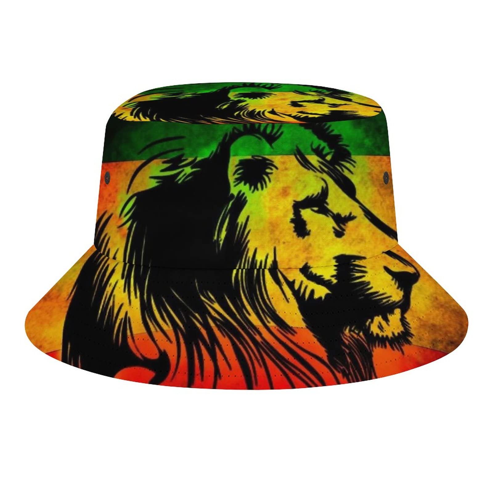 Rasta Lion Jamaican Reggae Love bucket hat front view