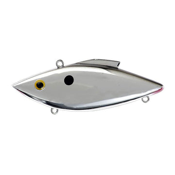 Rat-L-Trap RT25 chrome with black back front view, ideal for shallow water bites.