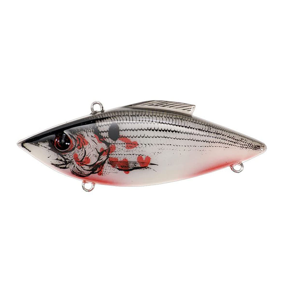 Rat-L-Trap White Bleeding Shad lure with lifelike vibrations attracts predators in stained water.