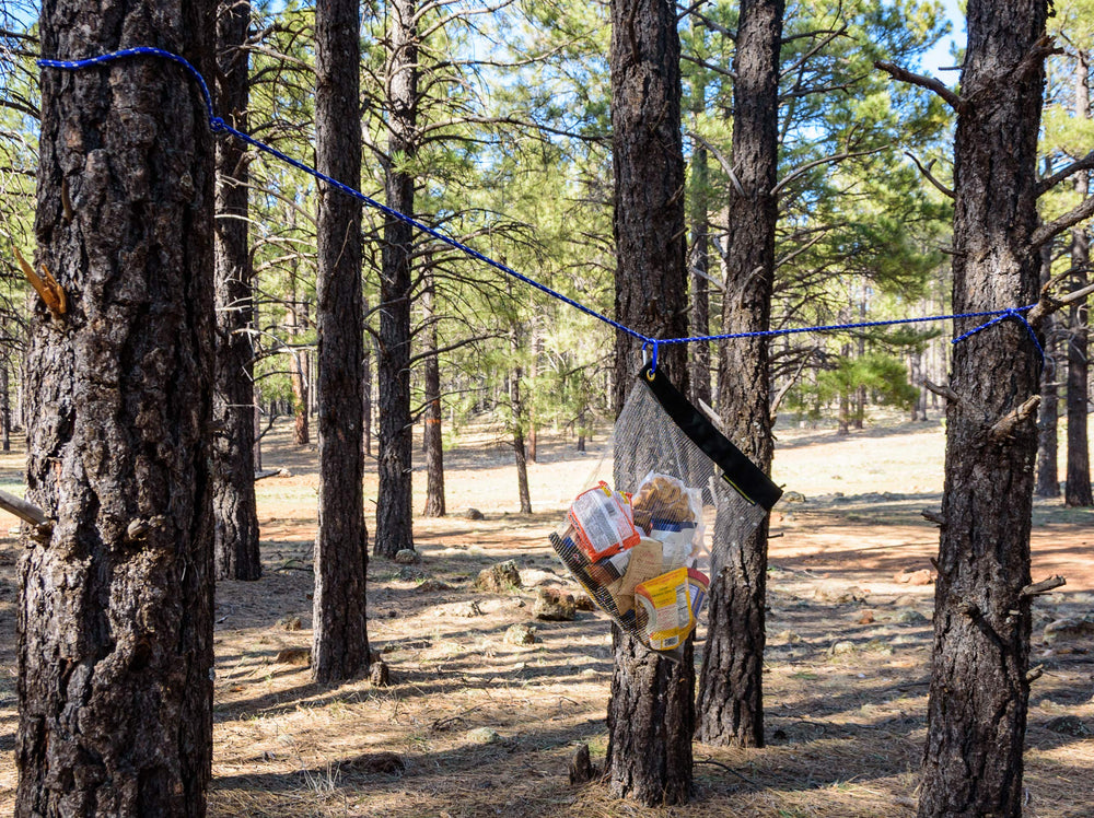 RATSACK bear bag with lock closure protects food from wildlife.