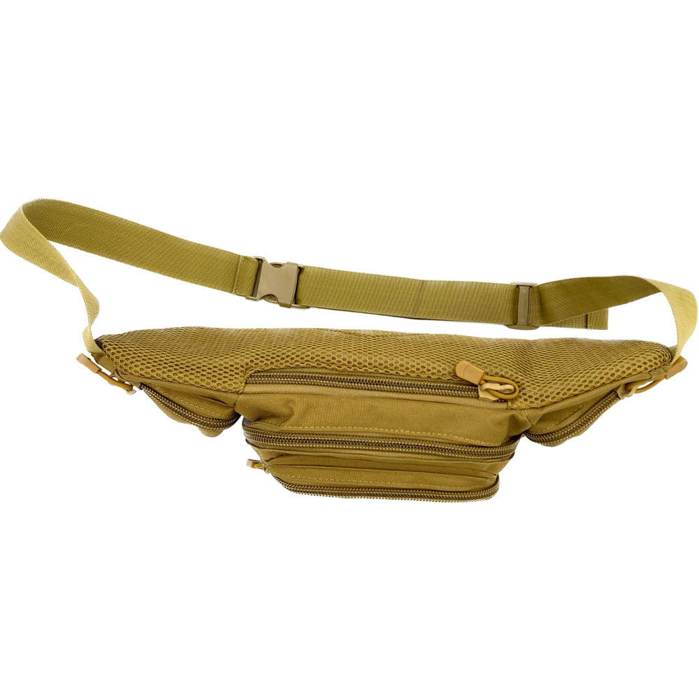 Rattlesnake Tactical fanny pack tan inside organizers for organized gear storage.