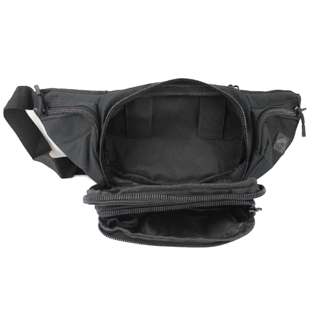 Rattlesnake Tactical fanny pack tan MOLLE points illustrating modular expansion for pouches.