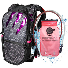 RaveRunner Dino Festival water backpack 3L offers easy access hydration on crowded sets