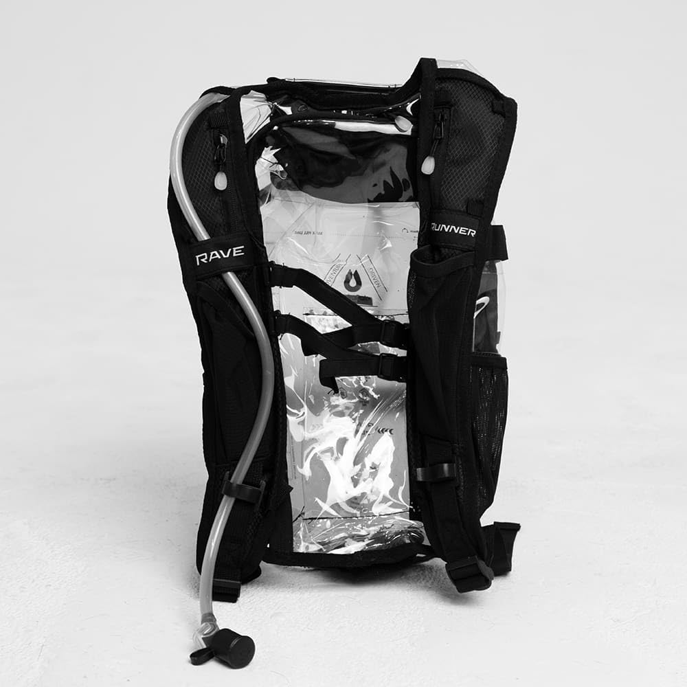 RaverRunner Clear Hydration Pack quick-disconnect hose for fast refills
