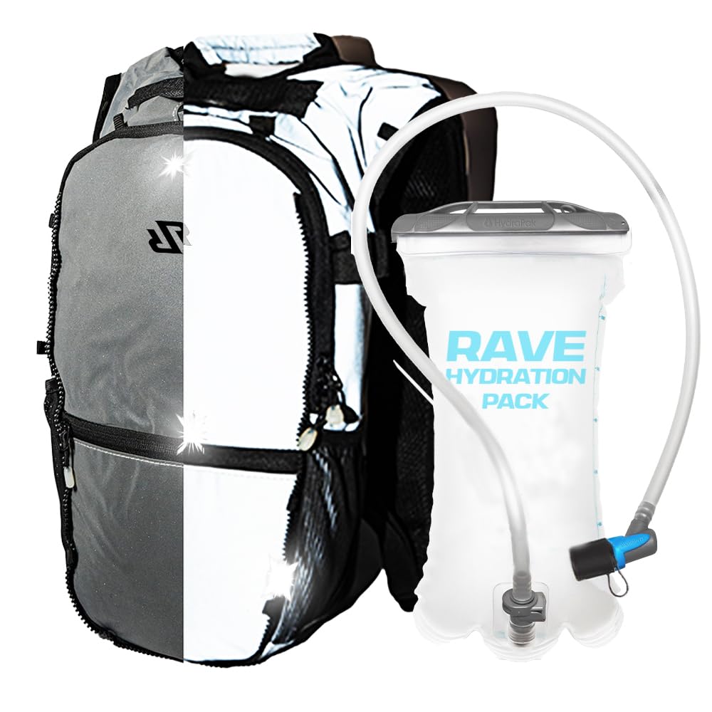 Raverunner Reflective Hydropack with hidden pocket for secure valuables at festivals