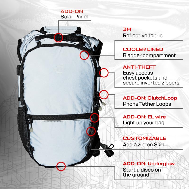 Raverunner Reflective Hydropack ventilated back panel keeps you cool during long sets