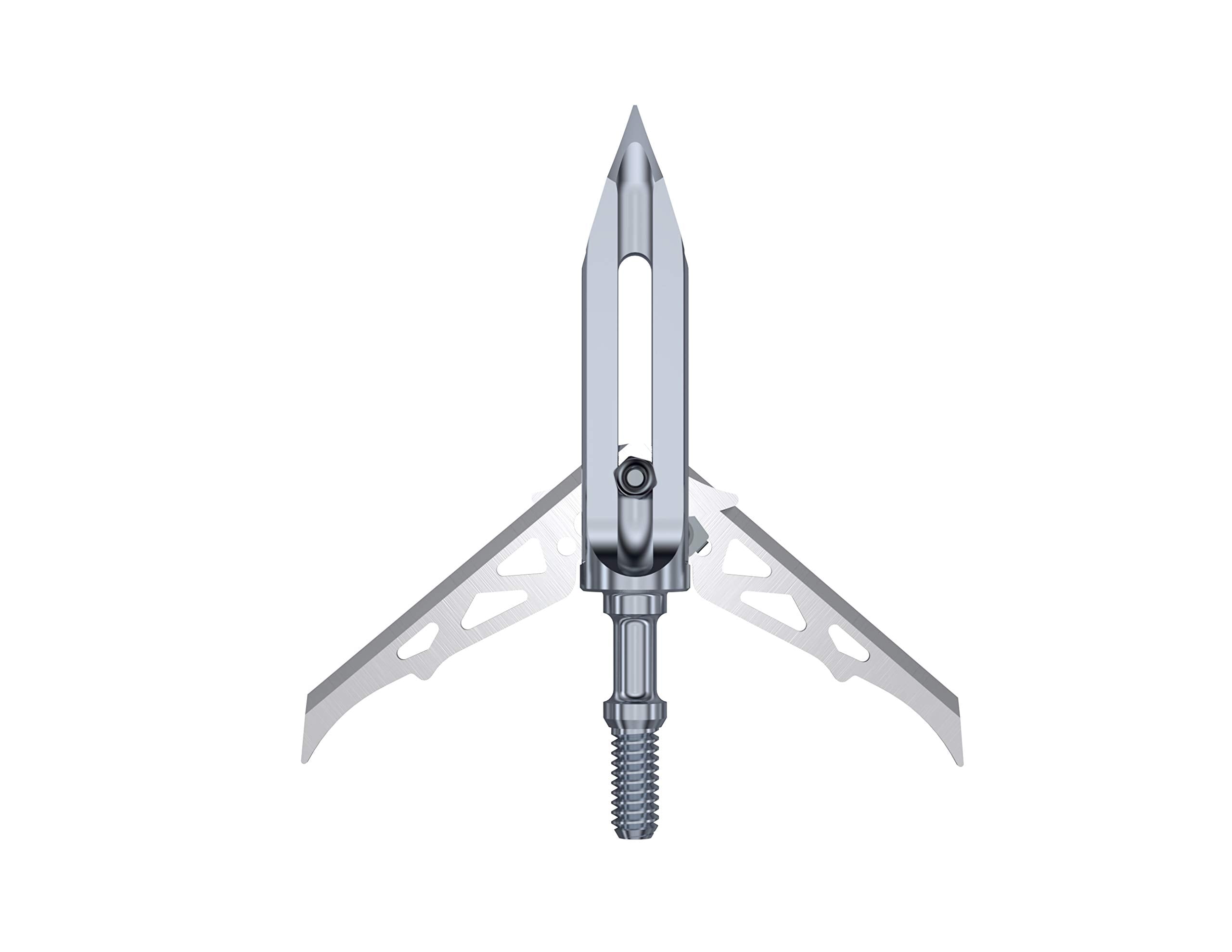 RAVIN titanium broadheads front view highlights compact design and strong Ti6AL4V construction for field reliability.