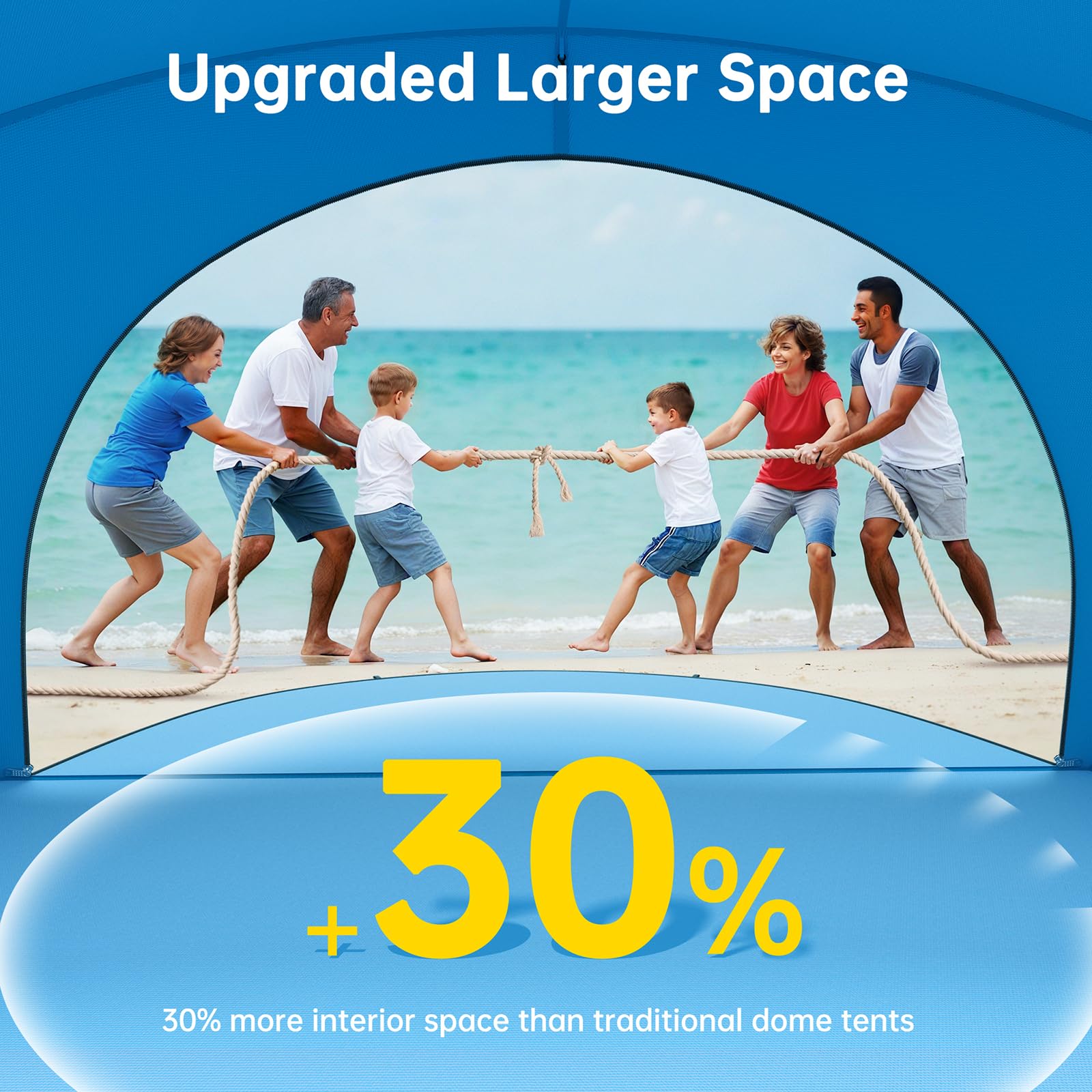 Raynesys beach tent with zippered doors enhances airflow and privacy.