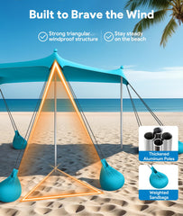 Raynesys Beach Tent fits up to eight people for group beach days
