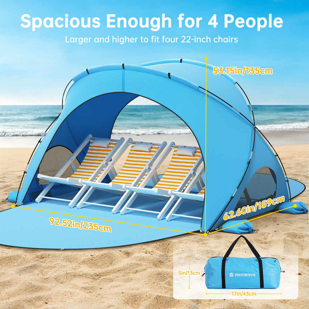 Raynesys Beach Tent lightweight carry bag for easy storage.