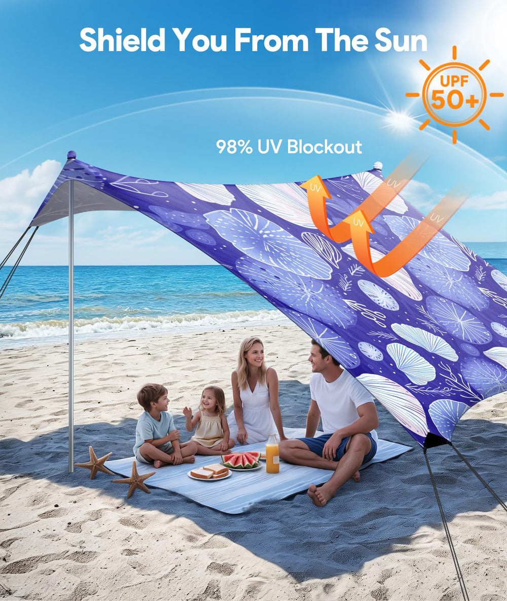 Raynesys beach tent sunshade 10x10 fully assembled offers UV protection and easy retreat