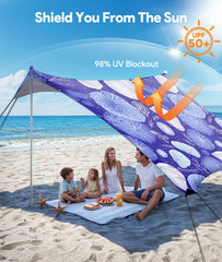 Raynesys beach tent sunshade 10x10 fully assembled offers UV protection and easy retreat