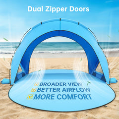 Raynesys Beach Tent zippered doors offering private space when needed.