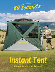 Raynesys pop-up tent interior shows ample space with 82-inch center height